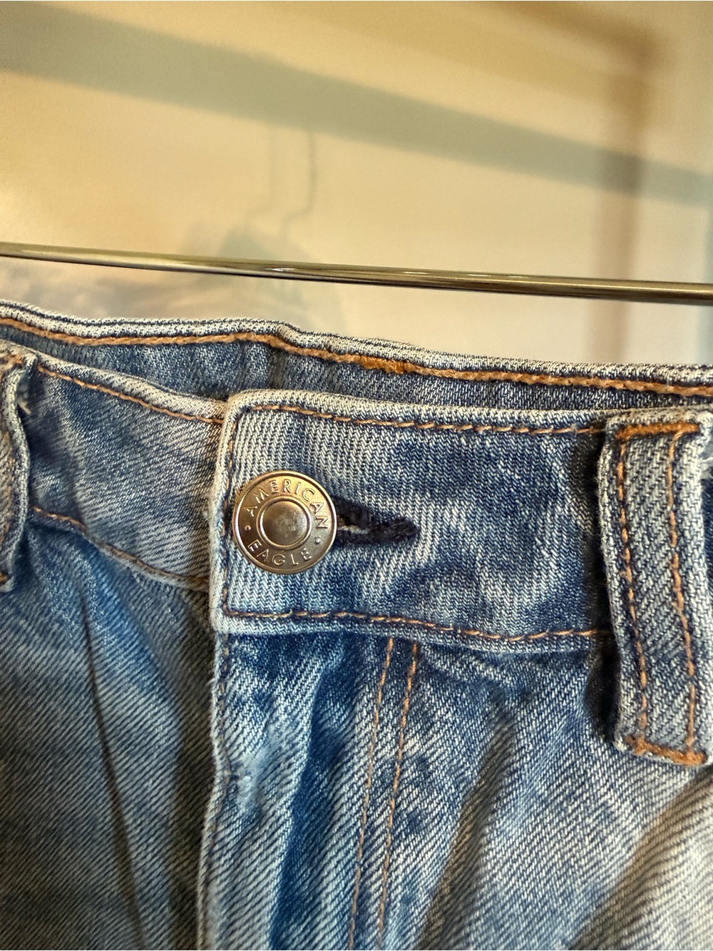 American Eagle Outfitters Distressed Denim Shorts - Light Blue Wash - Picture 3 of 9